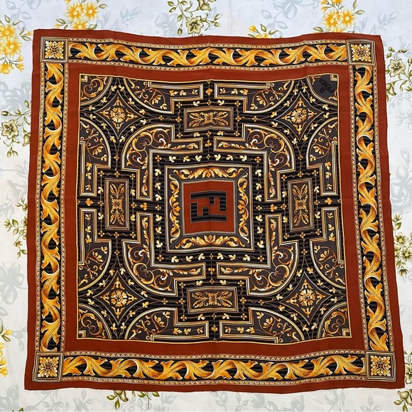 Fendi Brown Silk Scarf - Picture 2 of 9